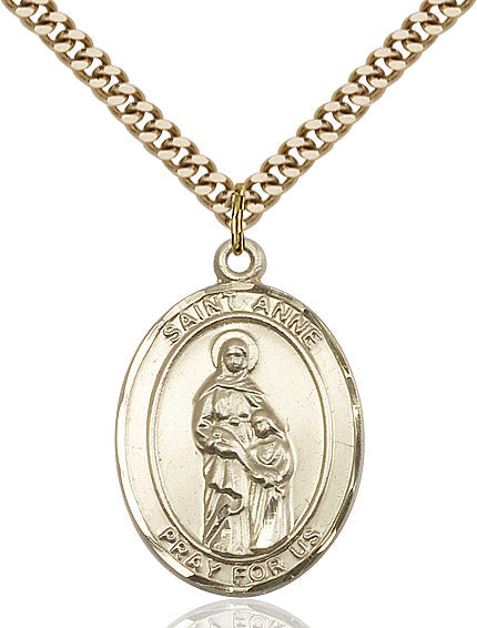 Extel Large Oval 14kt Gold Filled St. Anne Pendant with 24" chain, Made in USA