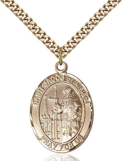 Extel Large Oval 14kt Gold Filled St. Jacob of Nisibis Pendant with 24" chain, Made in USA