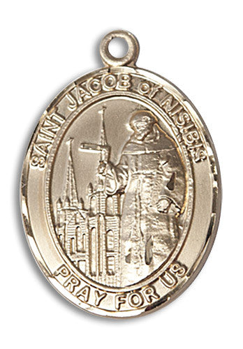 Extel Large Oval 14kt Gold Filled St. Jacob of Nisibis Medal, Made in USA