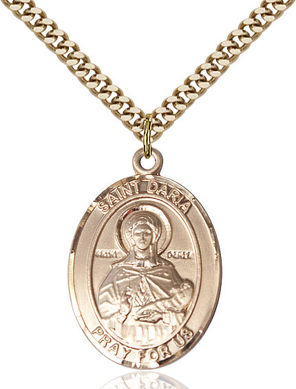 Extel Large Oval 14kt Gold Filled St. Daria Pendant with 24" chain, Made in USA