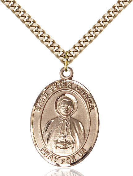 Extel Large Oval 14kt Gold Filled St. Peter Chanel Pendant with 24" chain, Made in USA