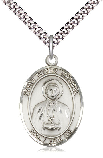 Extel Large Oval Pewter St. Peter Chanel Pendant with 24" chain, Made in USA