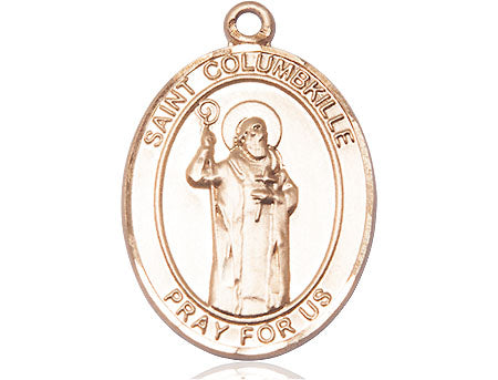 Extel Large Oval 14kt Gold Filled St. Columbkille Medal, Made in USA