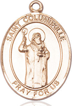 Extel Large Oval 14kt Gold Filled St. Columbkille Medal, Made in USA