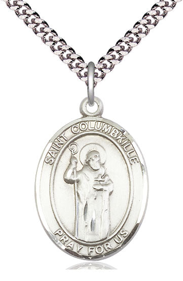 Extel Large Oval Pewter St. Columbkille Pendant with 24" chain, Made in USA