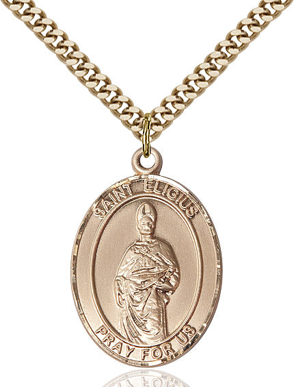 Extel Large Oval 14kt Gold Filled St. Eligius Pendant with 24" chain, Made in USA