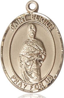 Extel Large Oval 14kt Gold Filled St. Eligius Medal, Made in USA