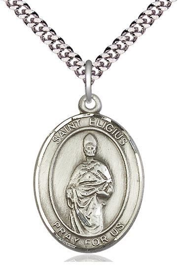 Extel Large Oval Pewter St. Eligius Pendant with 24" chain, Made in USA