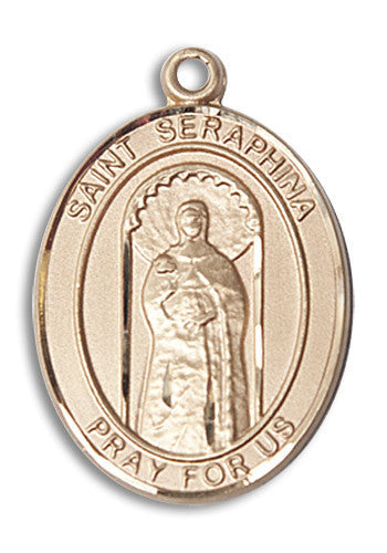 Extel Large Oval 14kt Gold Filled St. Seraphina Medal, Made in USA