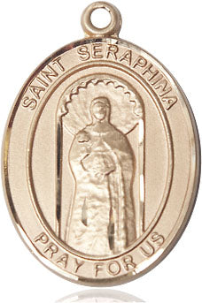 Extel Large Oval 14kt Gold Filled St. Seraphina Pendant with 24" chain, Made in USA
