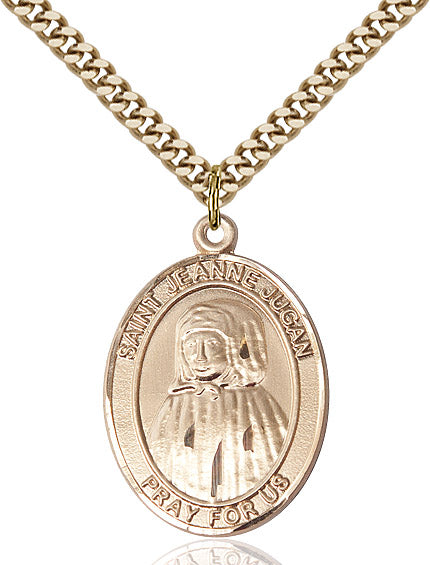 Extel Large Oval 14kt Gold Filled St. Jeanne Jugan Pendant with 24" chain, Made in USA