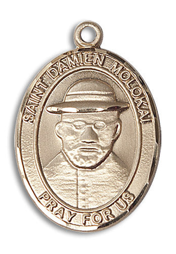 Extel Large Oval 14kt Gold Filled St. Damien of Molokai Medal, Made in USA