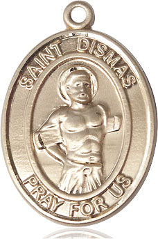 Extel Large Oval 14kt Gold Filled St. Dismas Medal, Made in USA