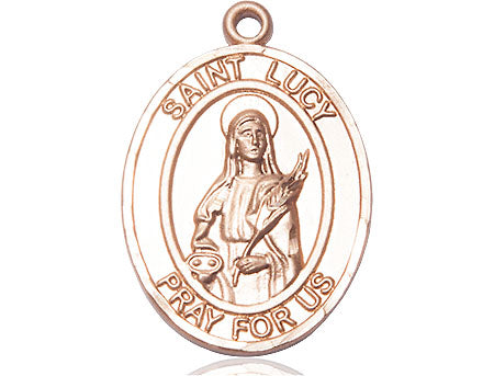 Extel Large Oval 14kt Gold Filled St. Lucy Medal, Made in USA
