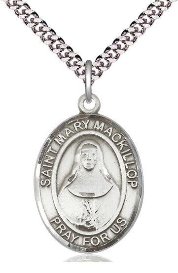 Extel Large Oval Pewter St. Mary Mackillop Pendant with 24" chain, Made in USA