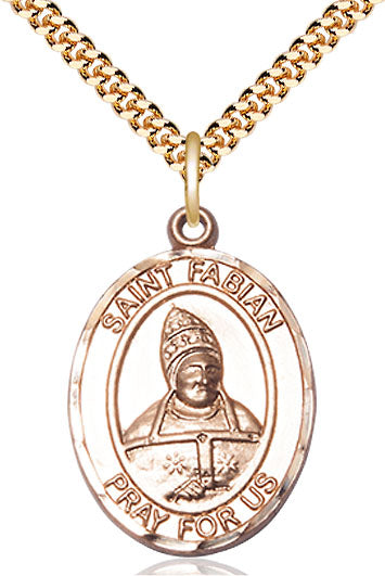 Extel Large Oval 14kt Gold Filled St. Fabian Pendant with 24" chain, Made in USA