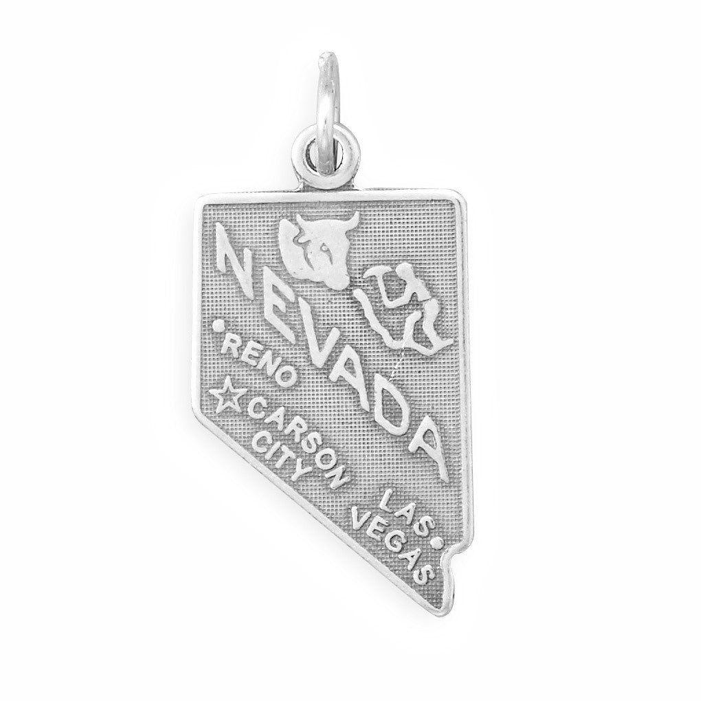 Oxidized Sterling Silver Nevada State Charm, Made in USA