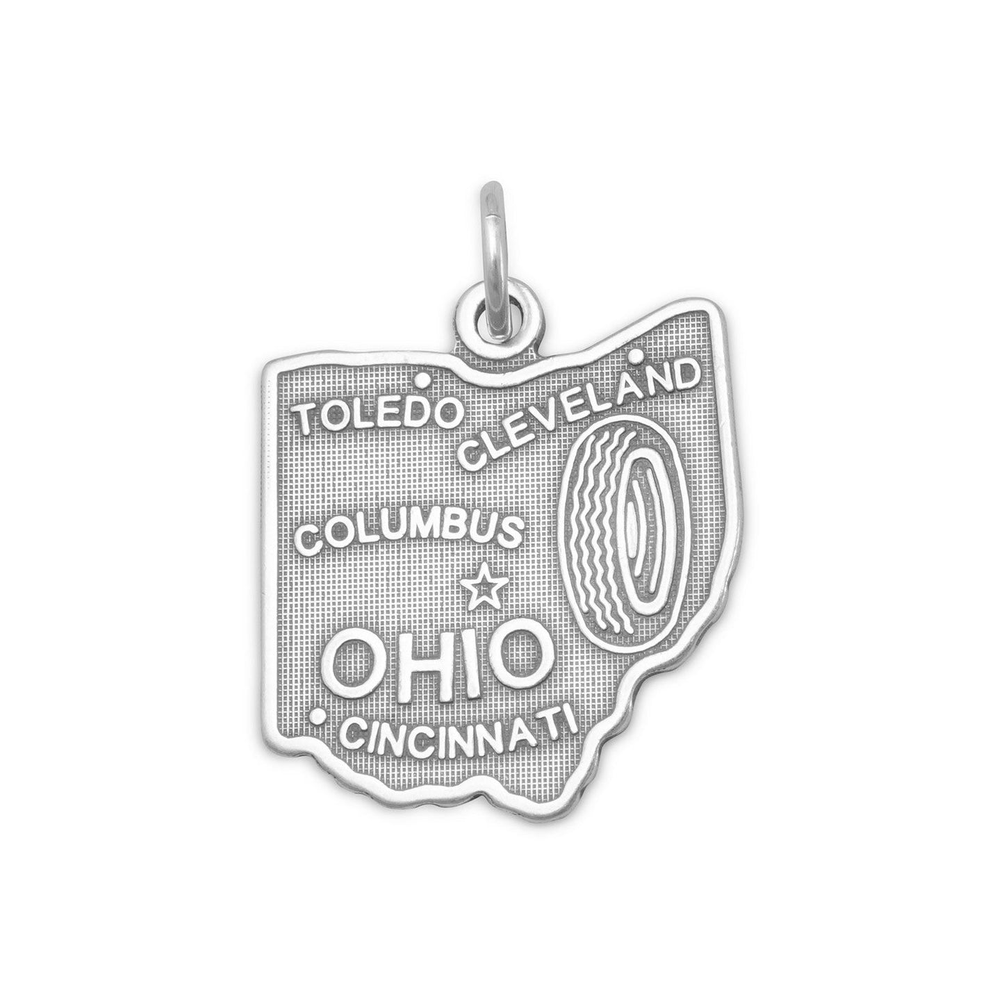 Oxidized Sterling Silver Ohio State Charm, Made in USA