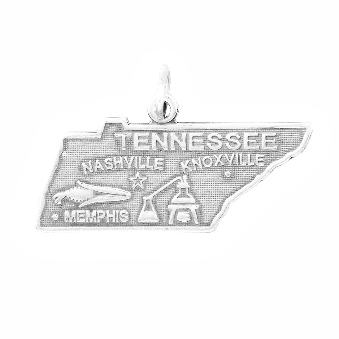 Oxidized Sterling Silver Tennessee State Charm, Made in USA