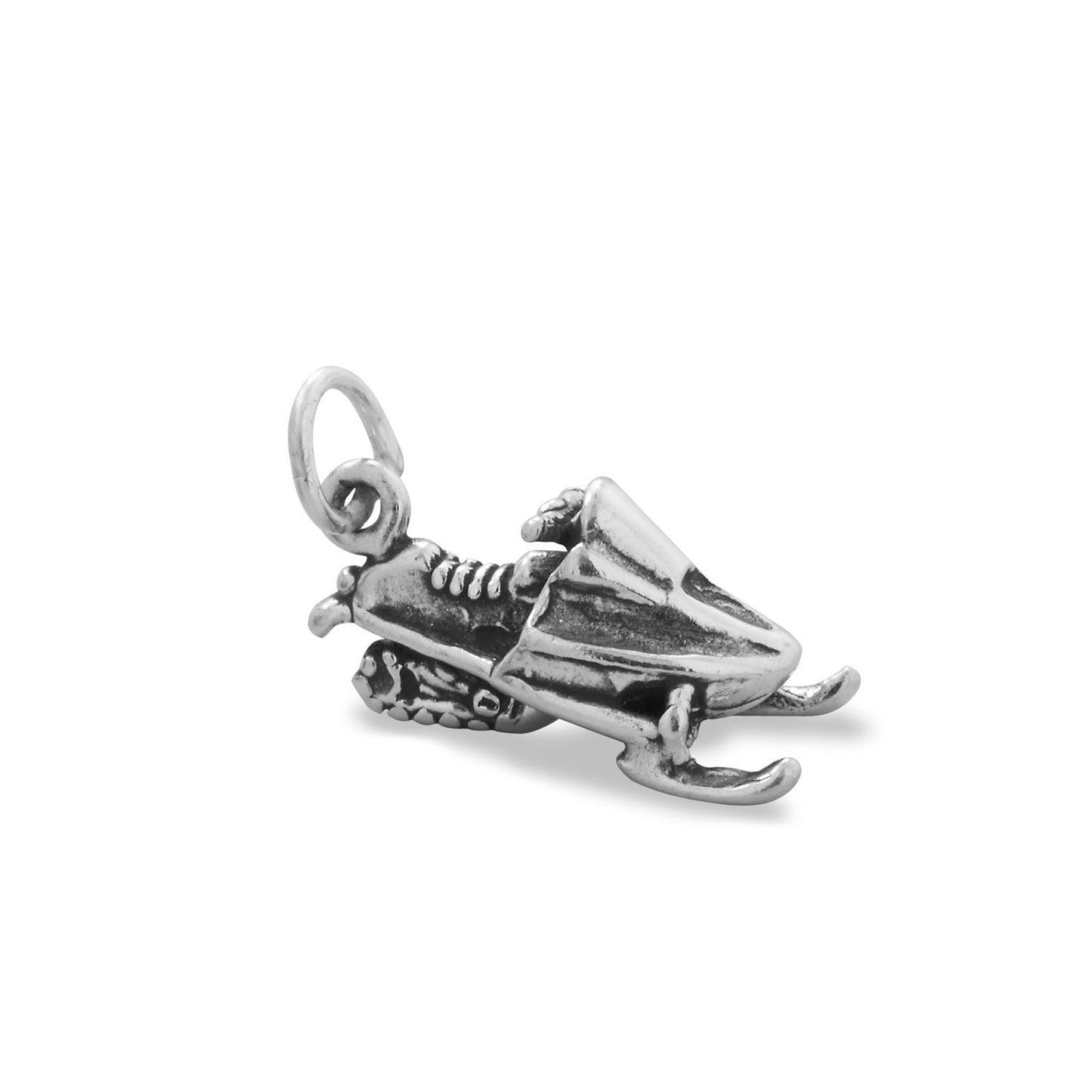 Oxidized Sterling Silver Snowmobile Charm, Made in USA