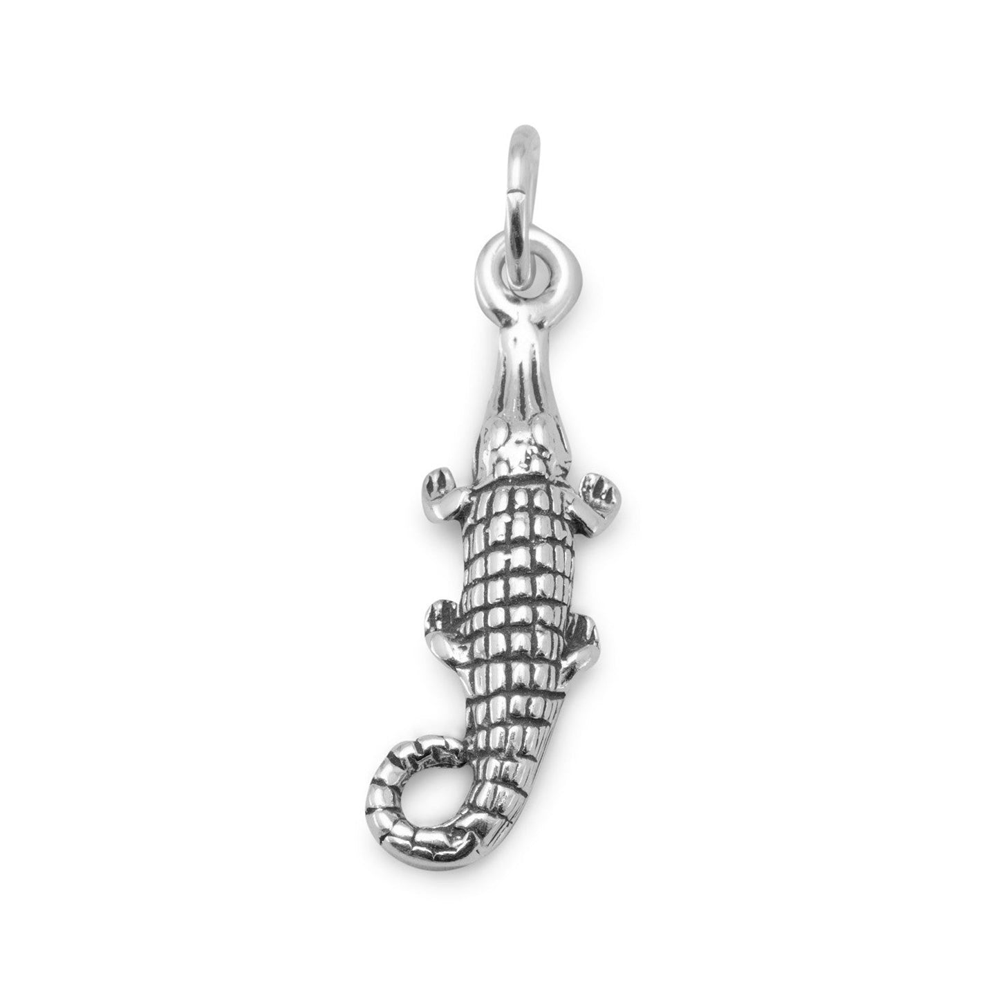 Oxidized Sterling Silver Alligator Charm, Made in USA
