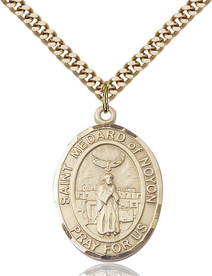 Extel Large Oval 14kt Gold Filled St. Medard of Noyon Pendant with 24" chain, Made in USA
