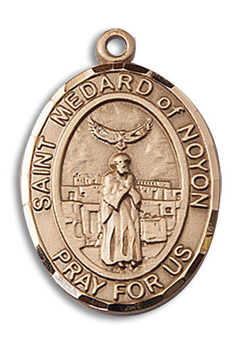 Extel Large Oval 14kt Gold Filled St. Medard of Noyon Medal, Made in USA