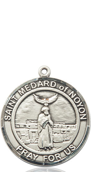 Extel Large Round Pewter St. Medard of Noyon Medal Pendant, Made in USA