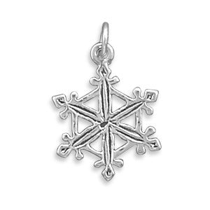 Sterling Silver Snowflake Charm, Made in USA