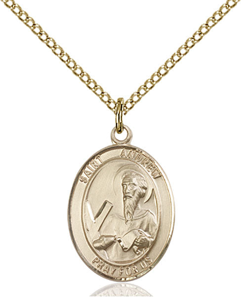 Extel Medium Oval  14kt Gold Filled St. Andrew the Apostle Pendant with 18" chain, Made in USA