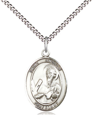 Extel Medium Oval Pewter St. Andrew the Apostle Pendant with 18" chain, Made in USA