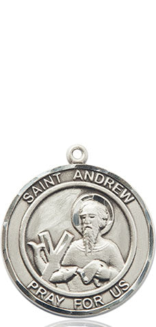 Extel Medium Round Pewter St. Andrew the Apostle Medal Pendant, Made in USA