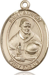 Extel Medium Oval 14Kt Gold Filled St. Albert the Great  with 18" chain, Made in USA