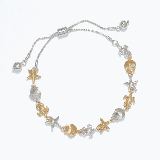 Two Tone Sea Life Adjustable Pull Tie Bracelet Beach