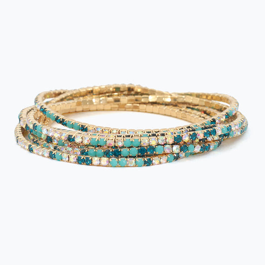Gold Bracelet With Aqua And Turquoise Seaside Accent