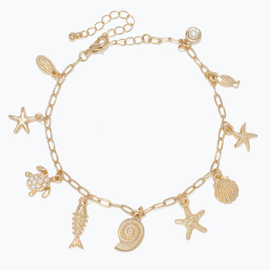 Sea Life Pearl Charm Bracelet Delicate Ocean Inspired
