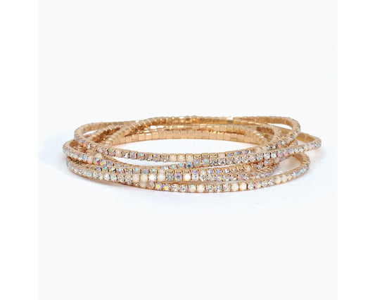 Bracelet-Six Strands AB Crystals