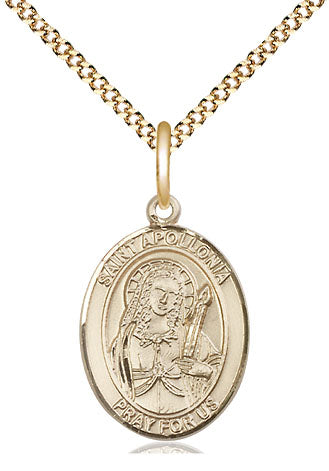 Extel Medium Oval  14kt Gold Filled St. Apollonia Pendant with 18" chain, Made in USA