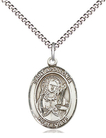 Extel Medium Oval Pewter St. Apollonia Pendant with 18" chain, Made in USA