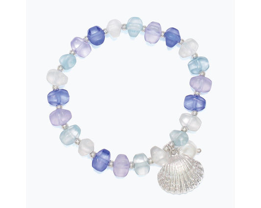 Bracelet-Blue Seaglass w Silver She