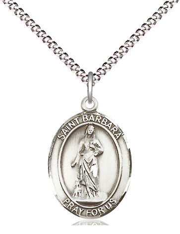 Extel Medium Oval Pewter St. Barbara Pendant with 18" chain, Made in USA