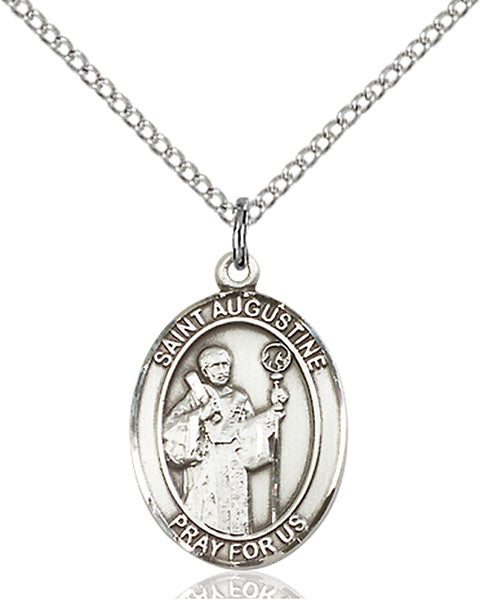 Extel Medium Oval Sterling Silver St. Augustine Pendant with 18" chain, Made in USA