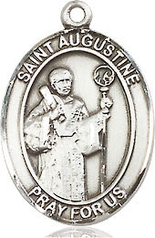 Extel Medium Oval Sterling Silver St. Augustine Pendant with 18" chain, Made in USA