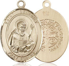 Extel Medium Oval  14kt Gold Filled St. Benedict Pendant with 18" chain, Made in USA