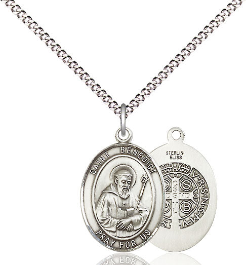 Extel Medium Oval Pewter St. Benedict Pendant with 18" chain, Made in USA