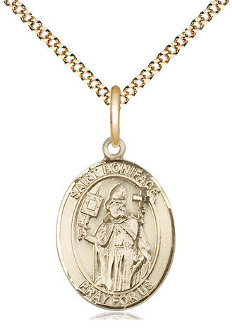 Extel Medium Oval 14Kt Gold Filled St. Boniface  with 18" chain, Made in USA