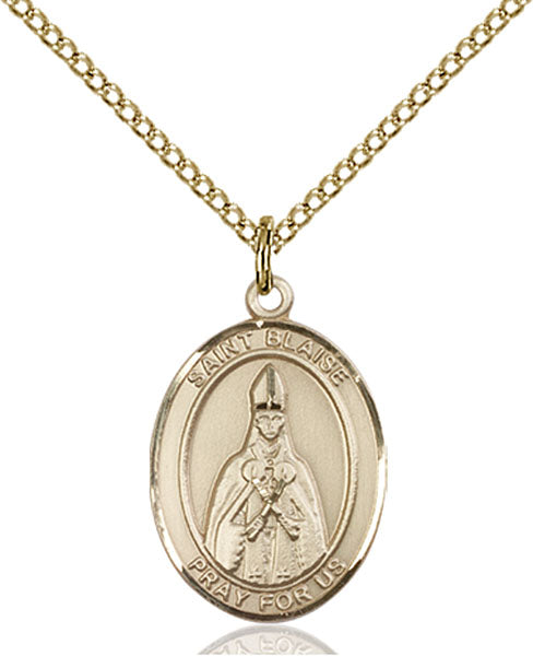 Extel Medium Oval  14kt Gold Filled St. Blaise Pendant with 18" chain, Made in USA
