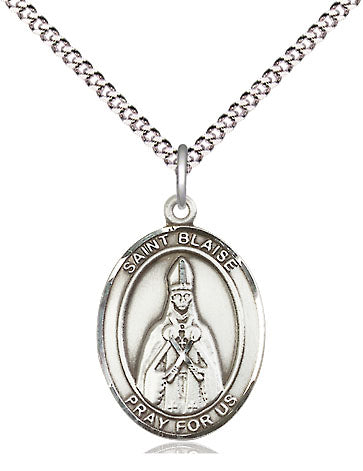 Extel Medium Oval Pewter St. Blaise Pendant with 18" chain, Made in USA