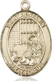 Extel Medium Oval 14kt Gold Filled St. Benjamin Medal, Made in USA
