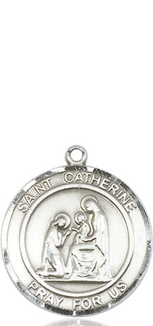 Extel Medium Round Pewter St. Catherine of Siena Medal Pendant, Made in USA